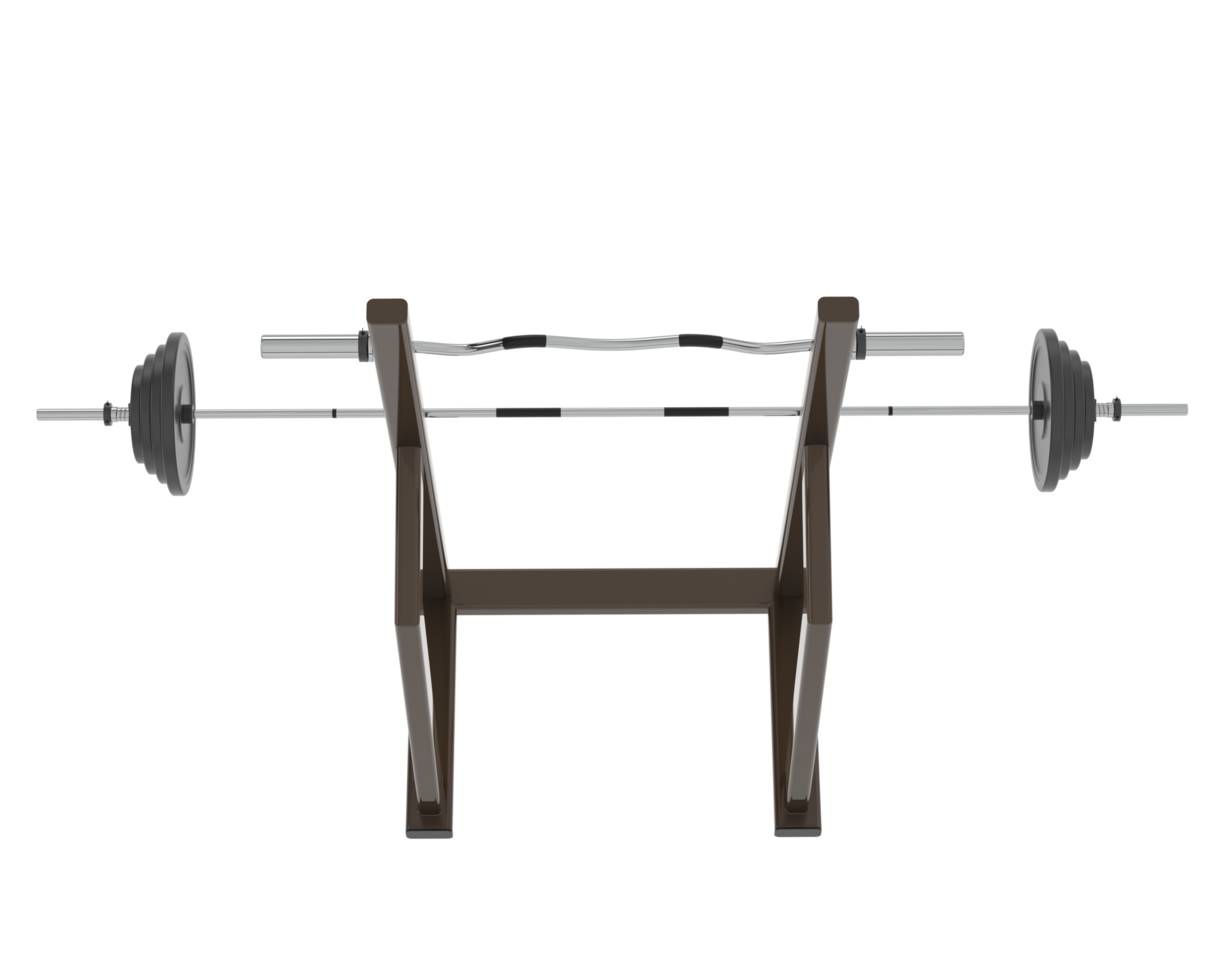 Barbell on rack isolated on background. 3d rendering - illustration png