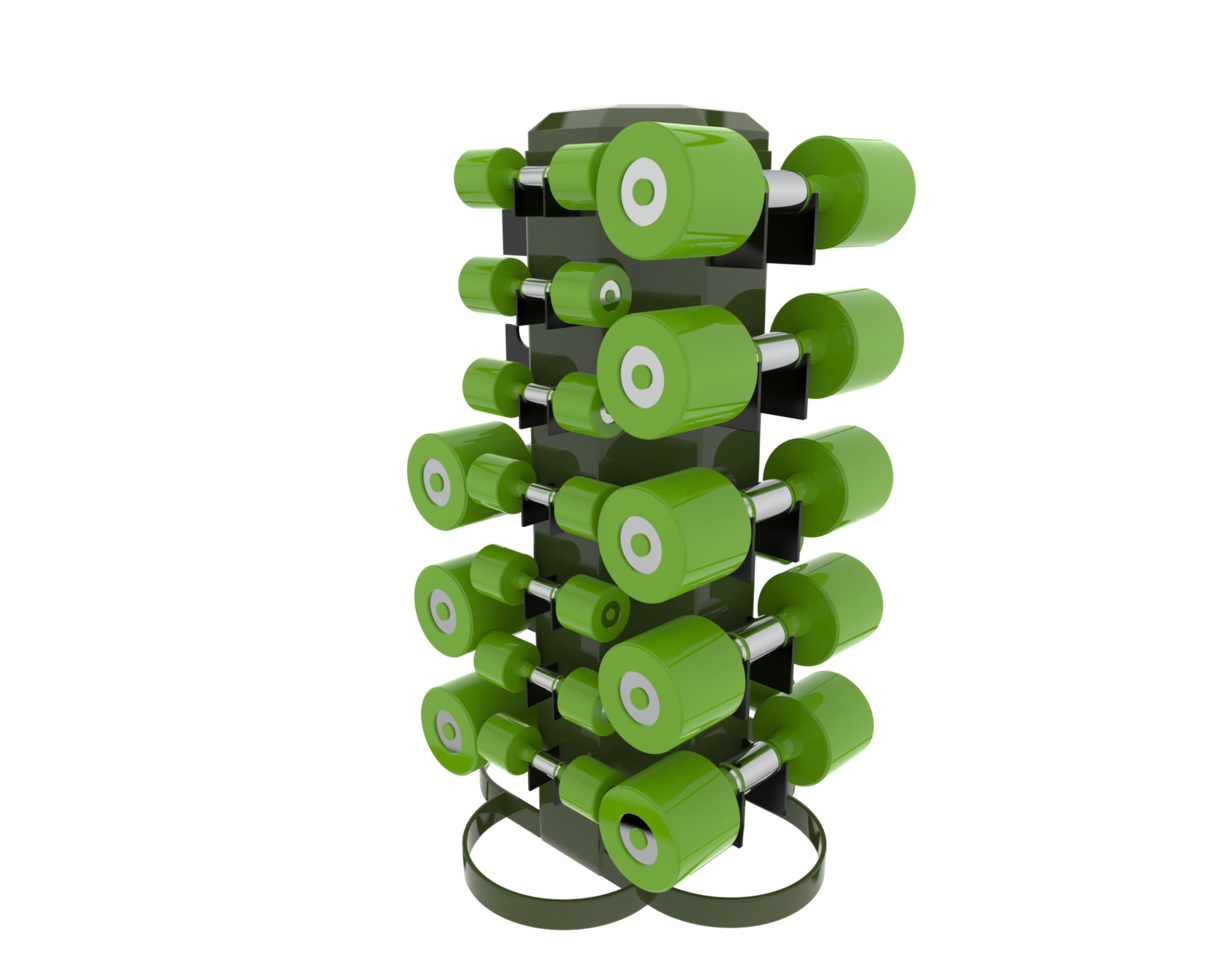 Weight tree with dumbbells isolated on background. 3d rendering - illustration png