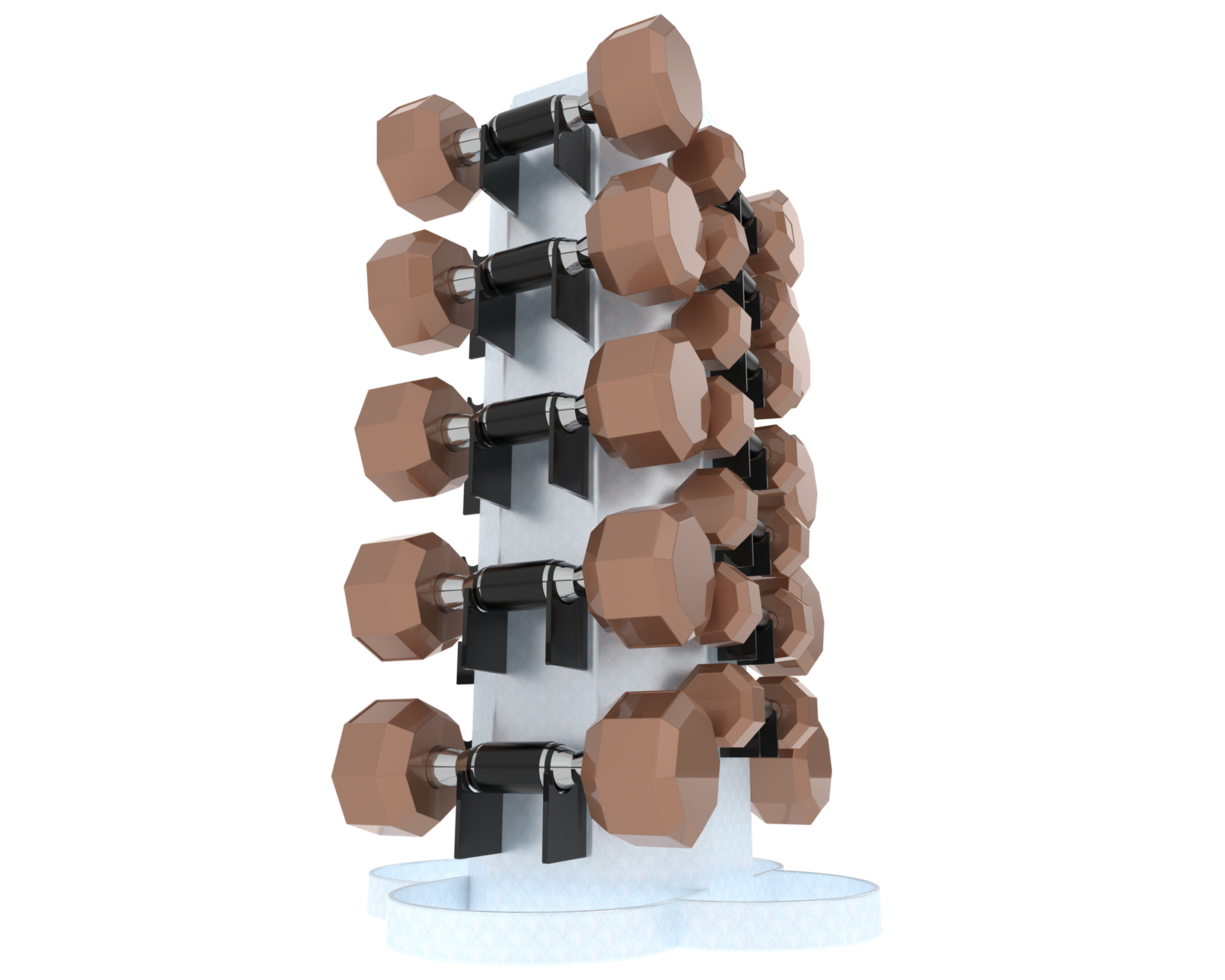 Weight tree with dumbbells isolated on background. 3d rendering - illustration png