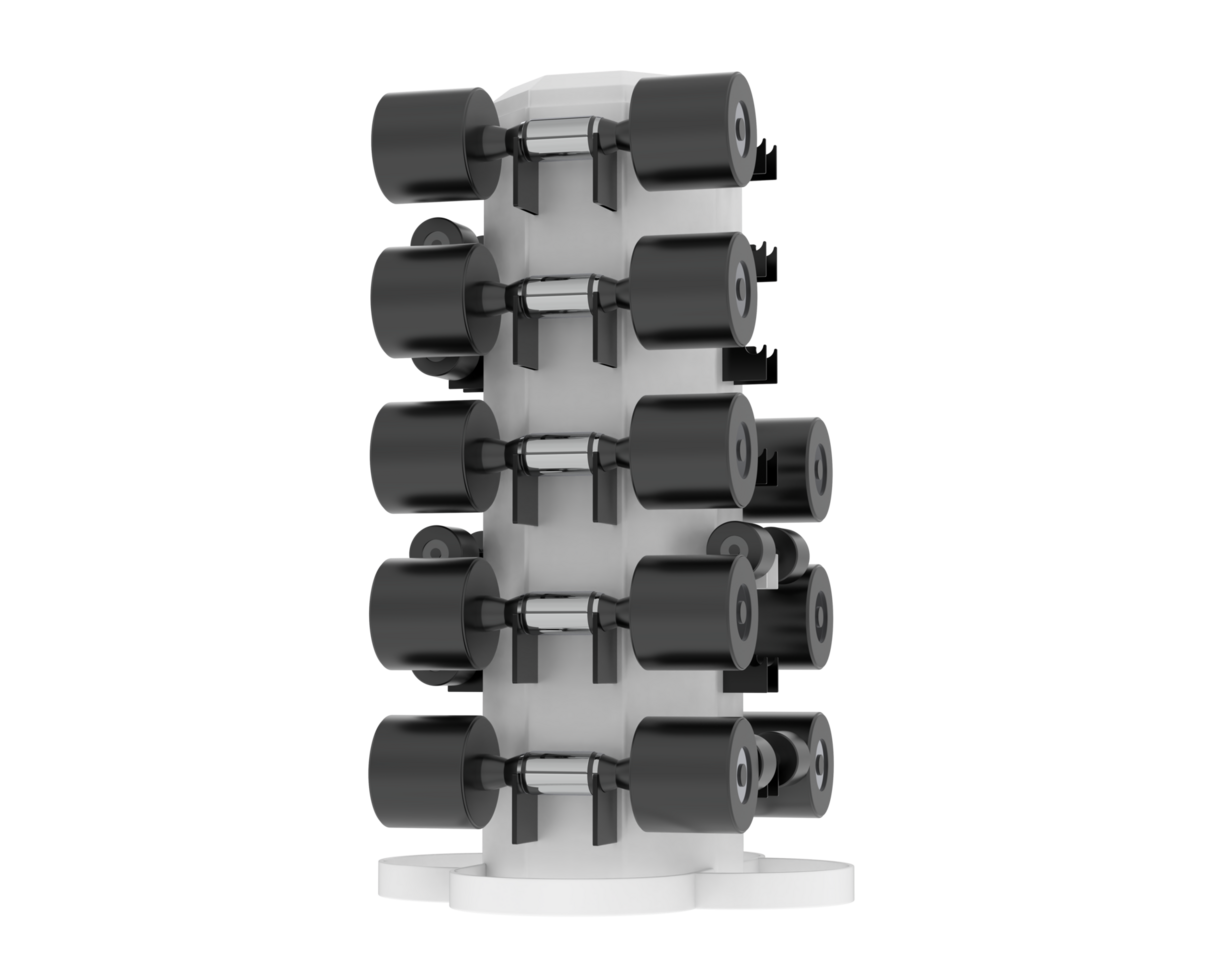 Weight tree with dumbbells isolated on background. 3d rendering - illustration png
