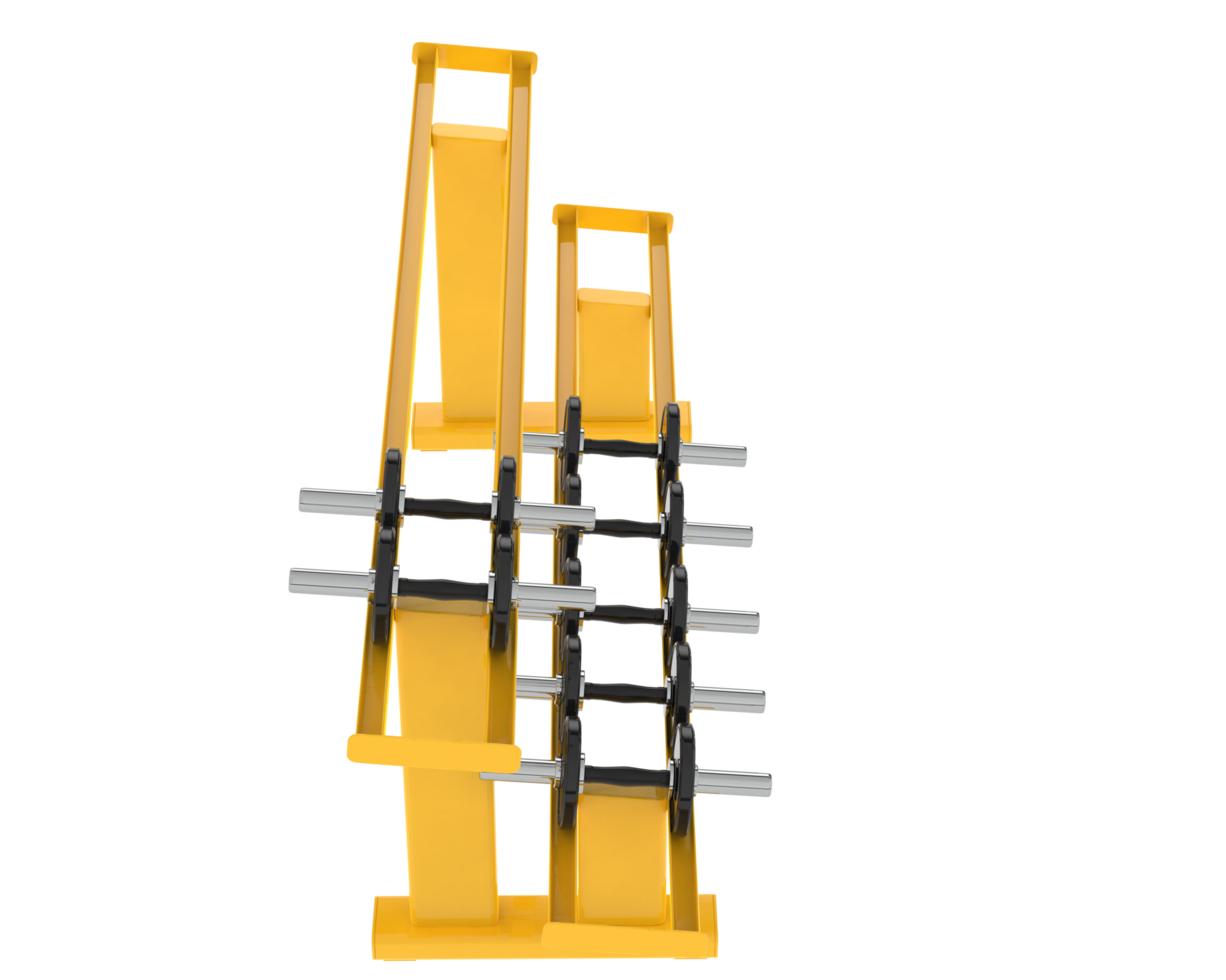 Dumbbells on rack isolated on background. 3d rendering - illustration png