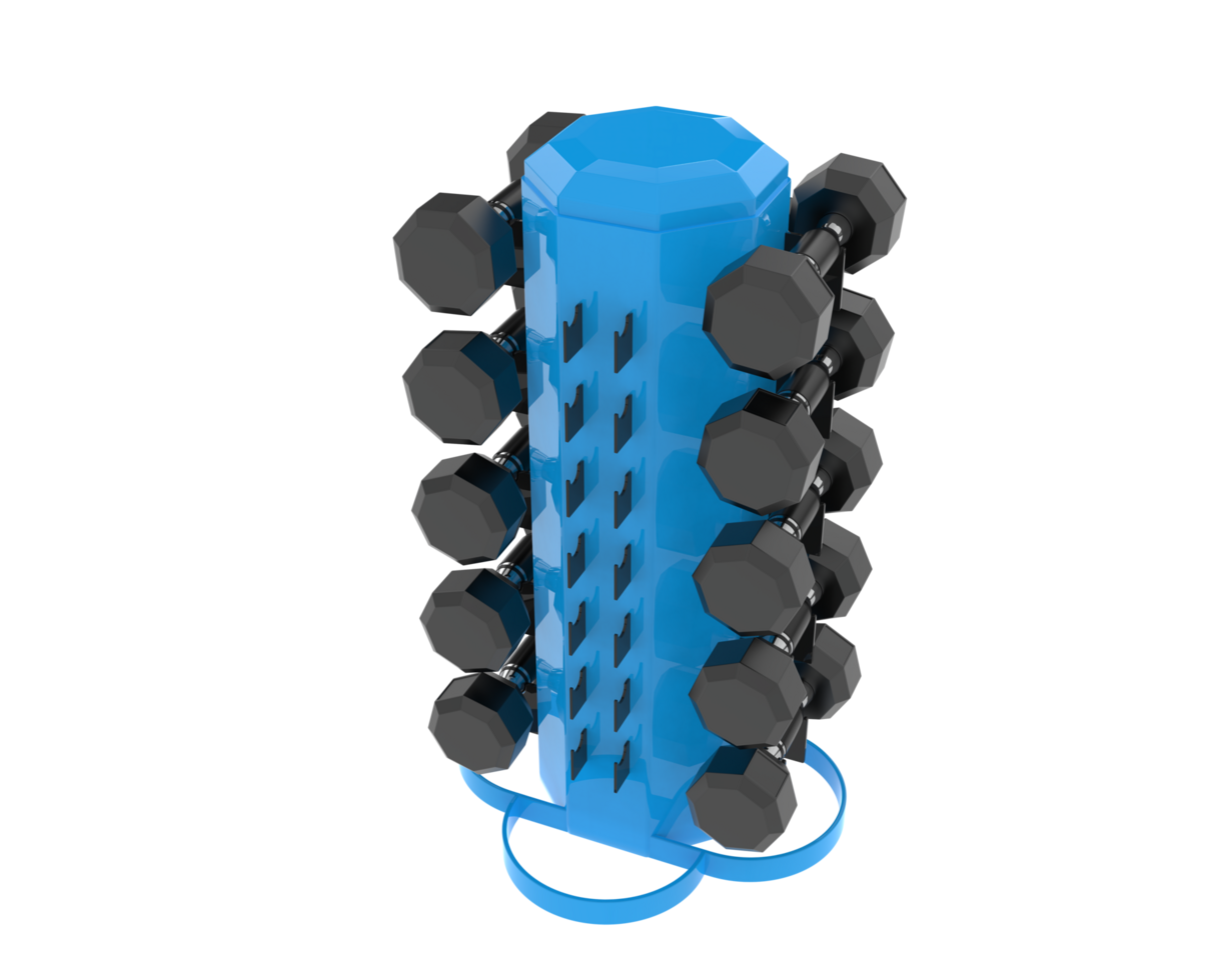 Weight tree with dumbbells isolated on background. 3d rendering - illustration png