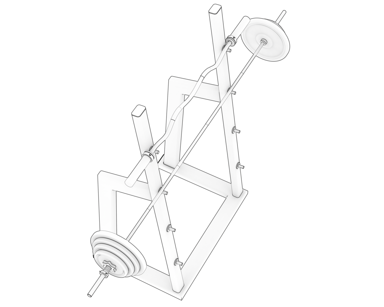 Barbell on rack isolated on background. 3d rendering - illustration png