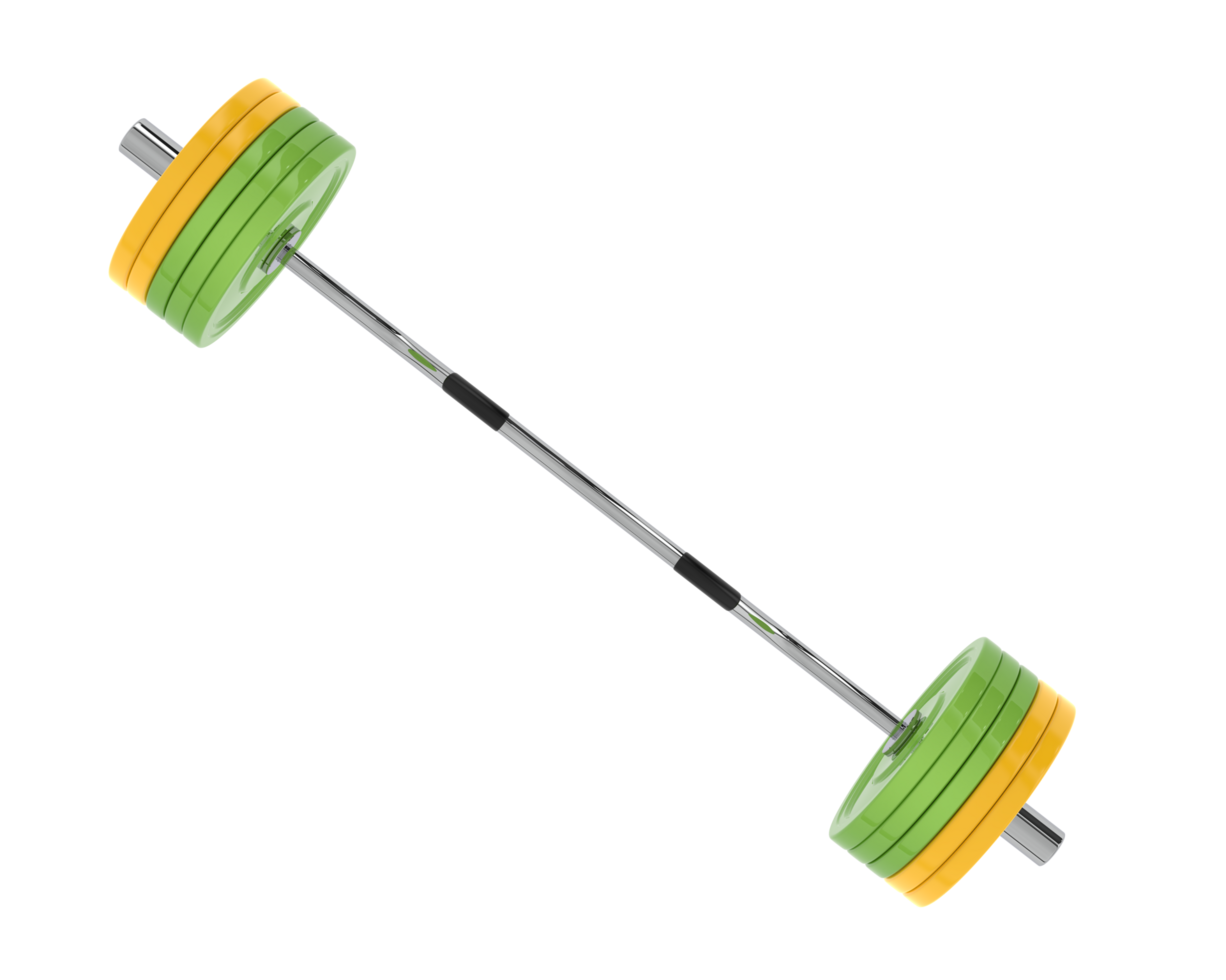 Barbell isolated on background. 3d rendering - illustration png