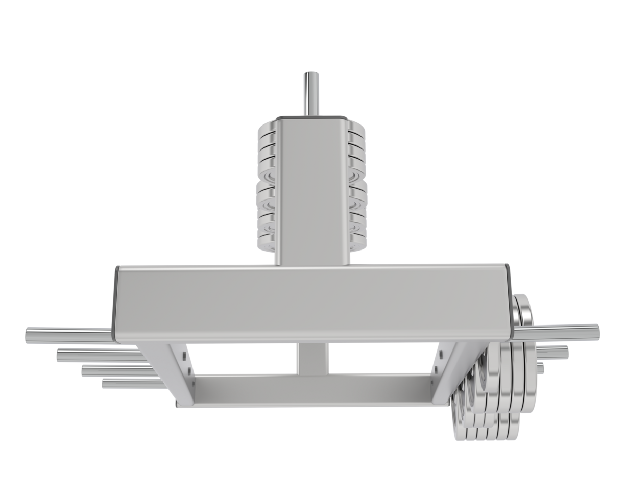 Weights on rack isolated on background. 3d rendering - illustration png