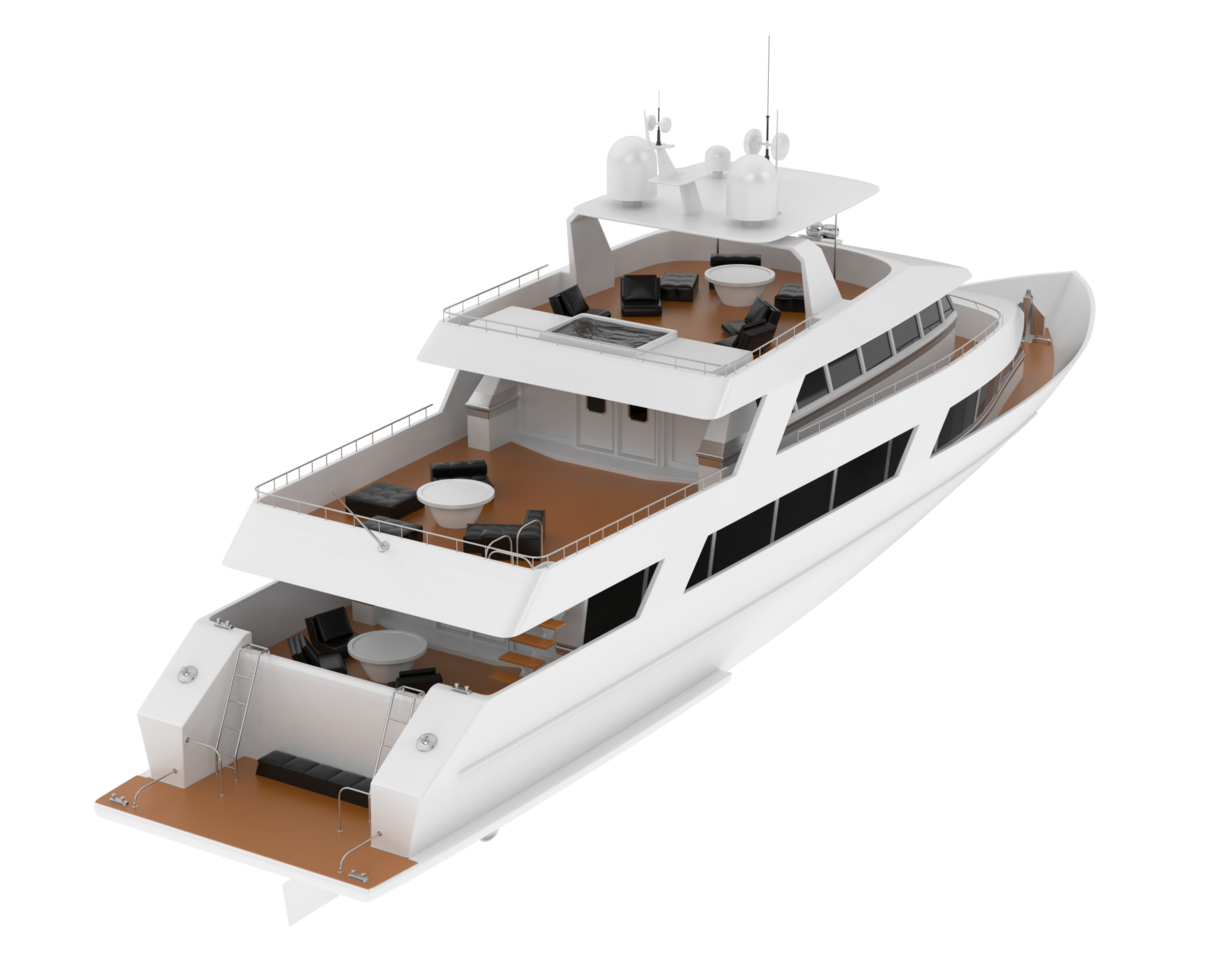Super yacht on white background. 3d rendering - illustration png