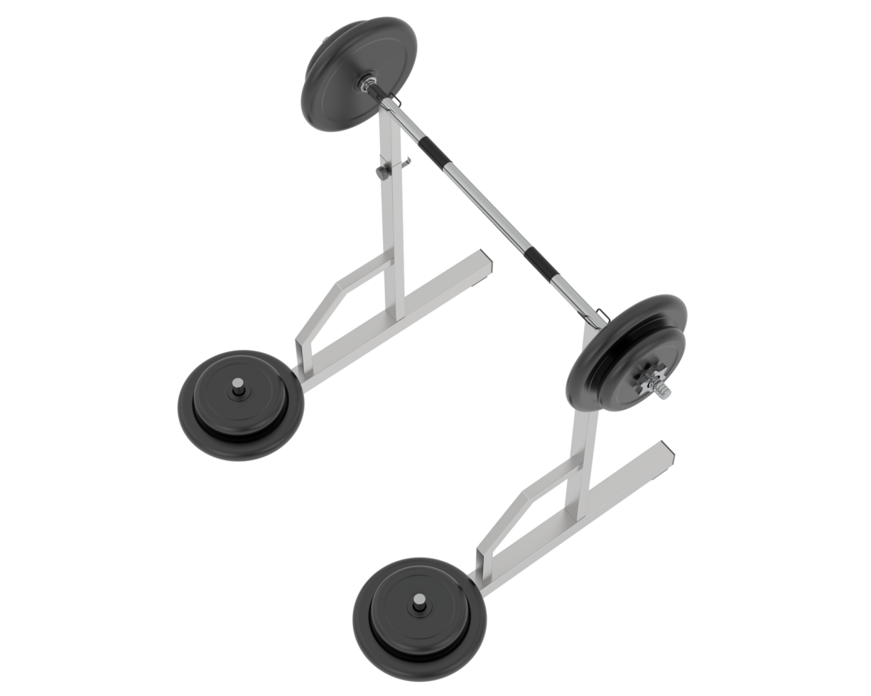Barbell with weight rack isolated on background. 3d rendering - illustration png