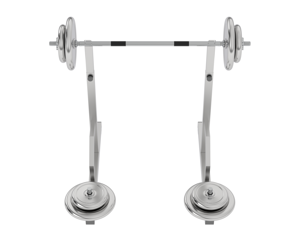 Barbell with weight rack isolated on background. 3d rendering - illustration png