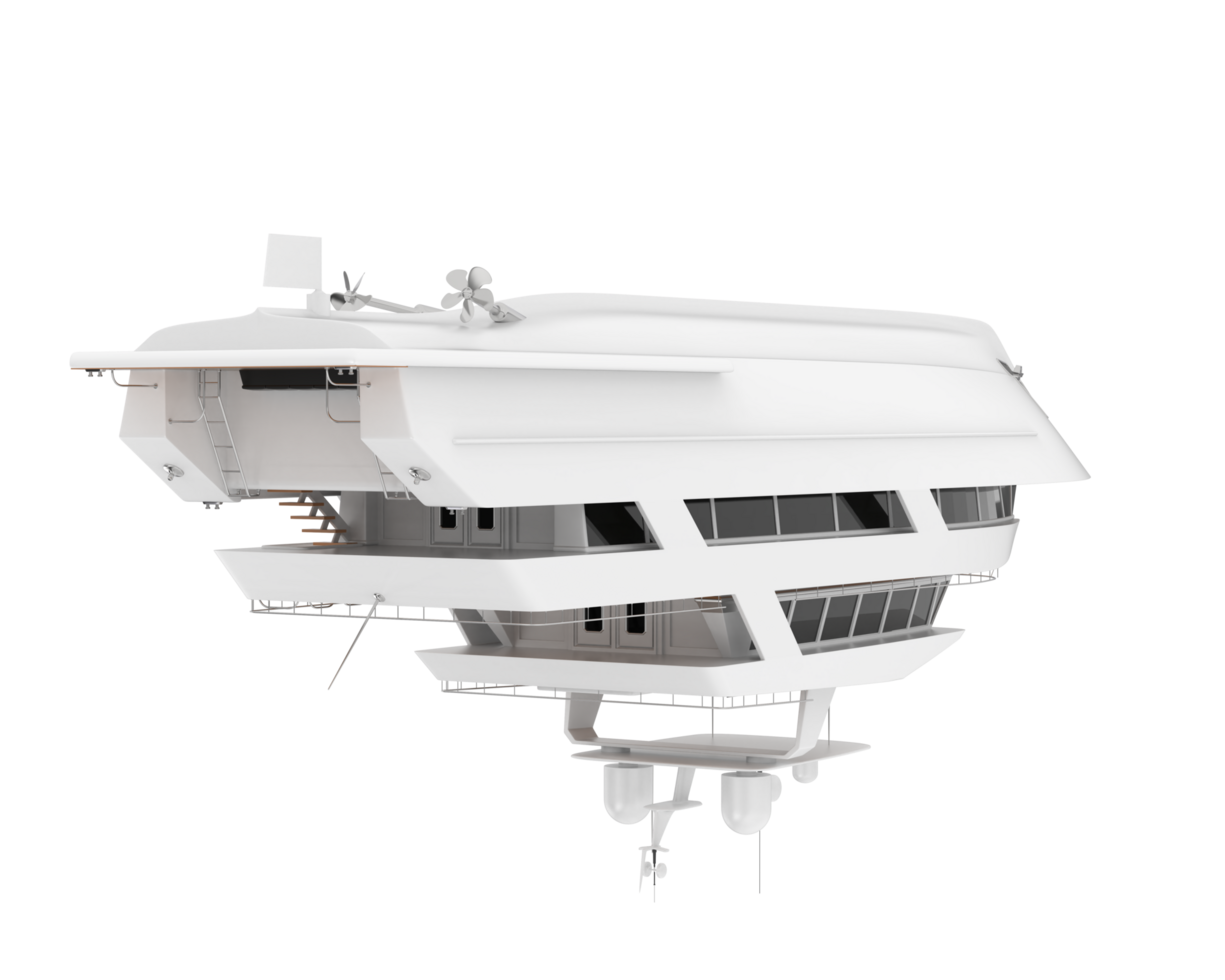 Super yacht on white background. 3d rendering - illustration png