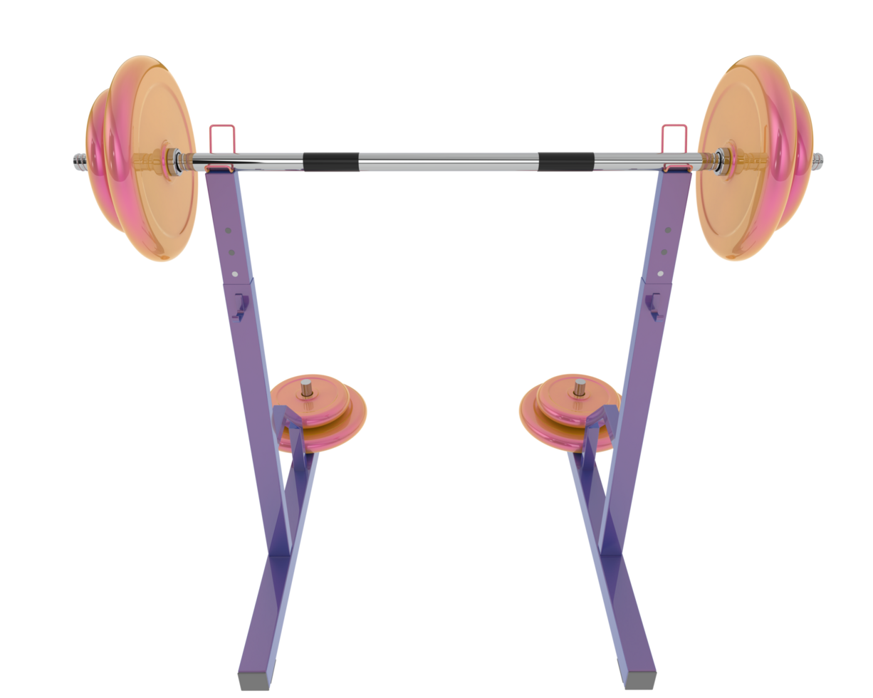 Barbell with weight rack isolated on background. 3d rendering - illustration png