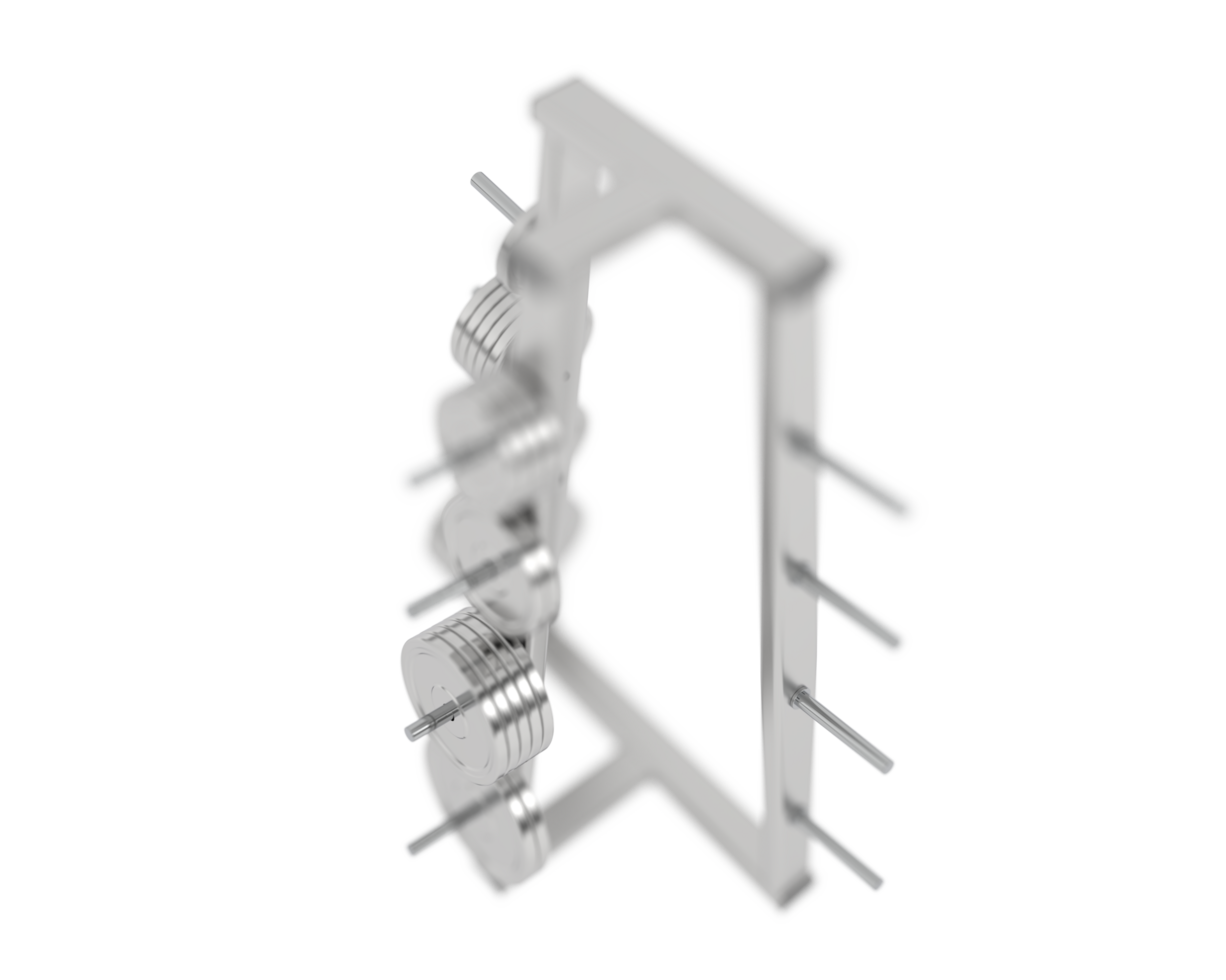 Weights on rack isolated on background. 3d rendering - illustration png