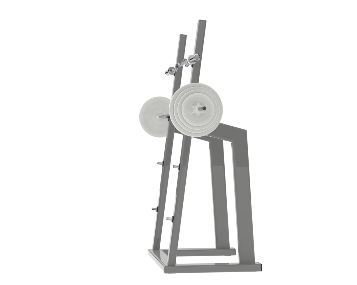 Barbell on rack isolated on background. 3d rendering - illustration png