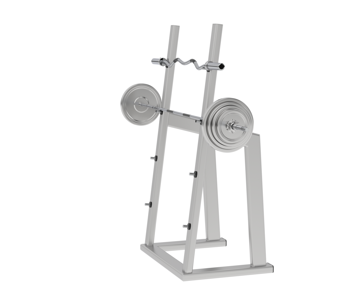 Barbell on rack isolated on background. 3d rendering - illustration png