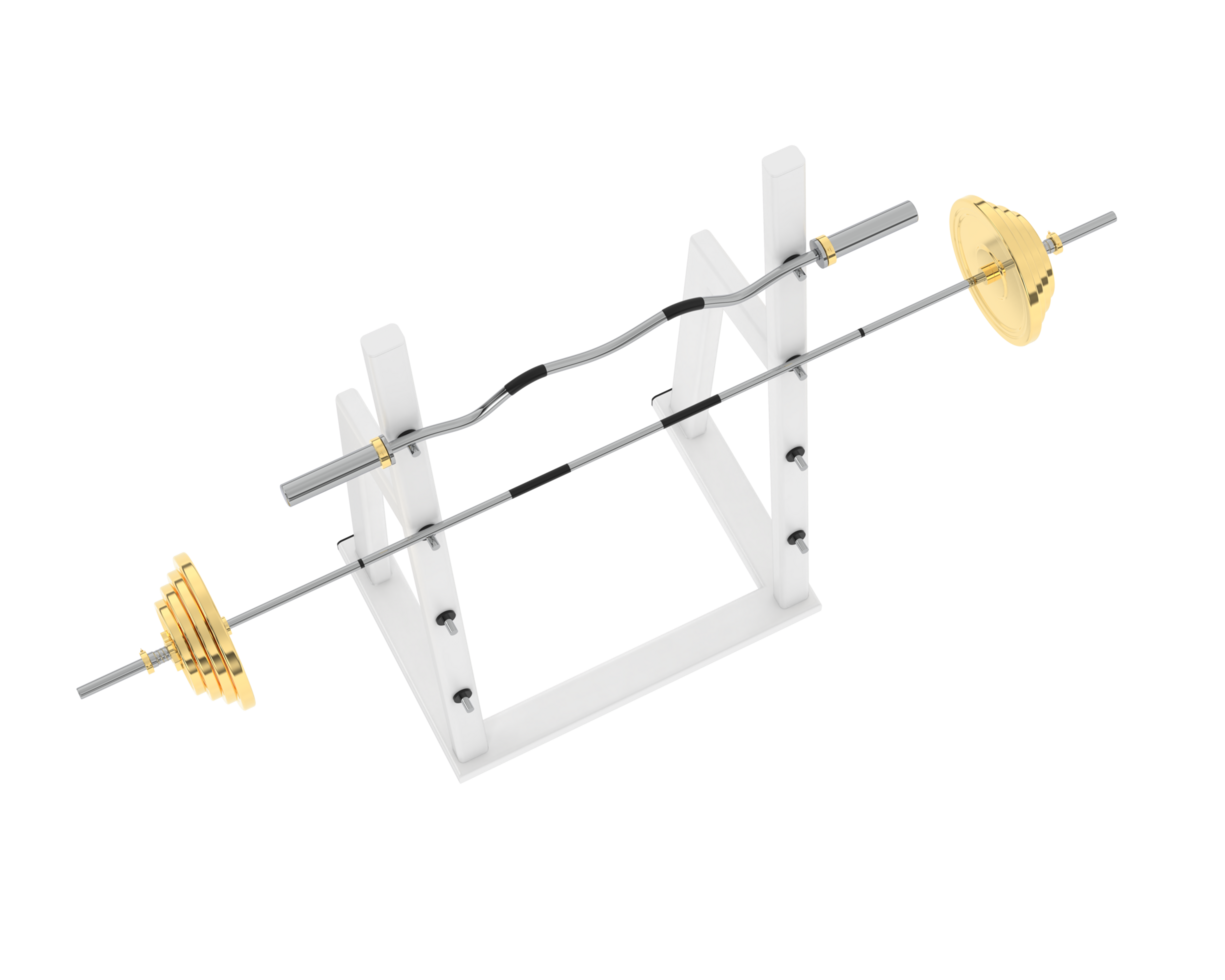 Barbell on rack isolated on background. 3d rendering - illustration png