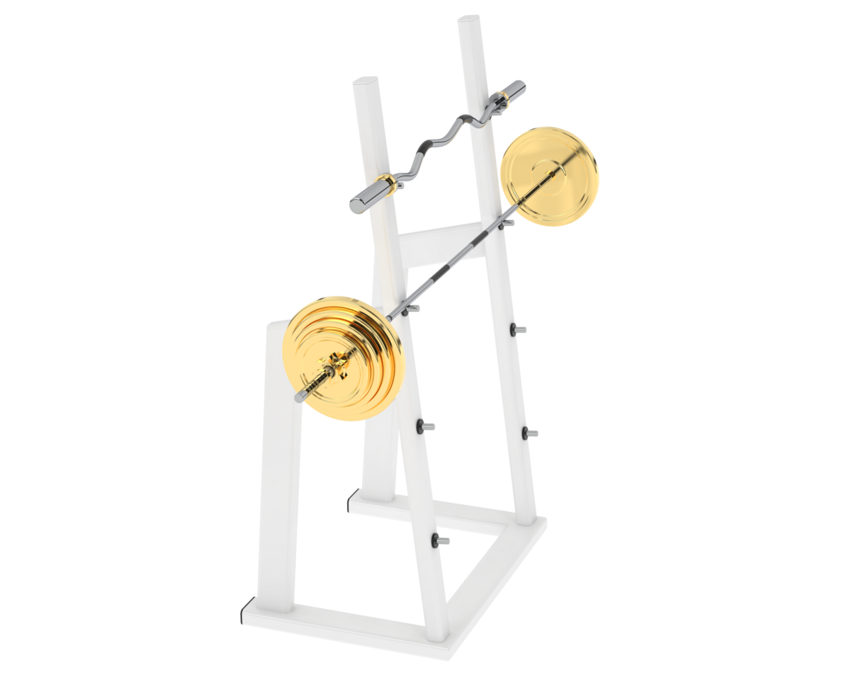 Barbell on rack isolated on background. 3d rendering - illustration png