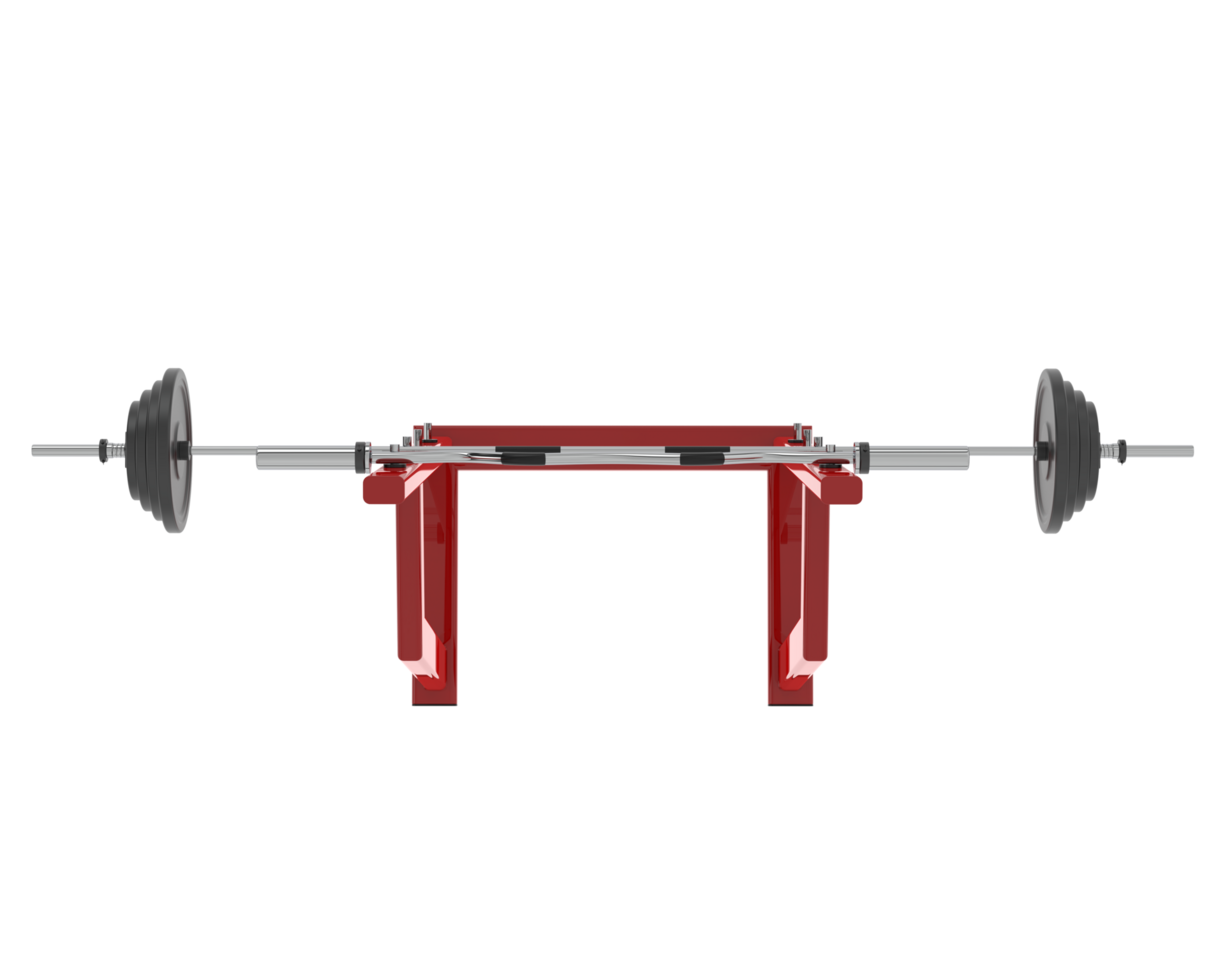Barbell on rack isolated on background. 3d rendering - illustration png