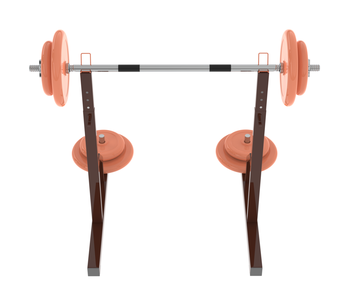 Barbell with weight rack isolated on background. 3d rendering - illustration png