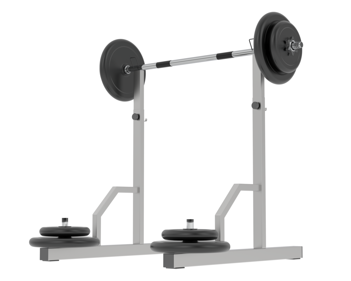 Barbell with weight rack isolated on background. 3d rendering - illustration png