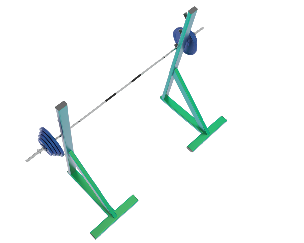 Barbell with weight rack isolated on background. 3d rendering - illustration png