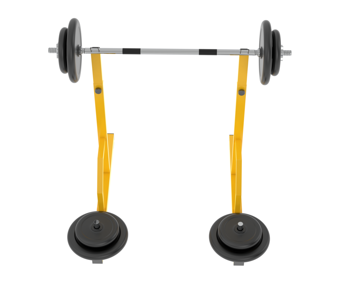 Barbell with weight rack isolated on background. 3d rendering - illustration png
