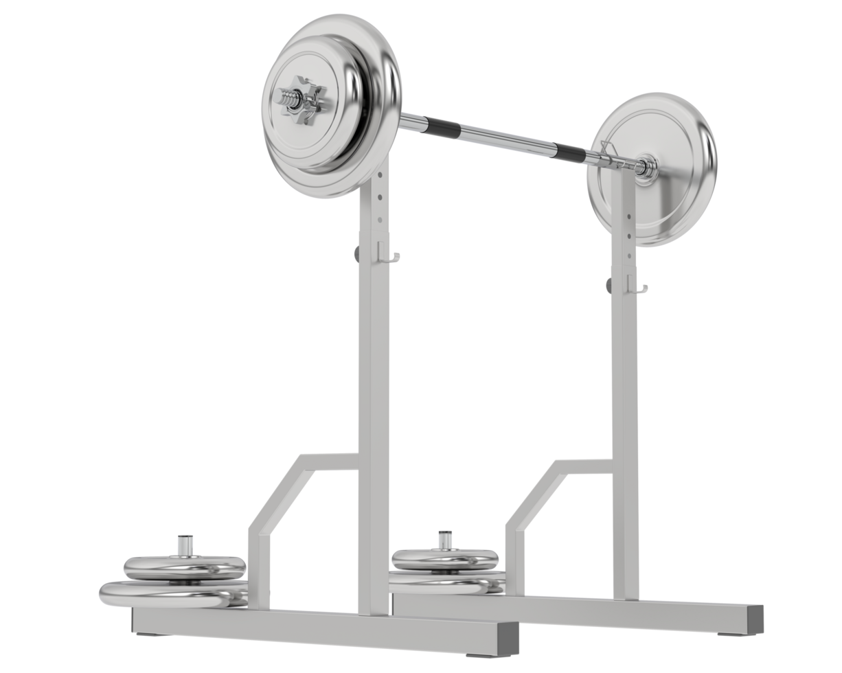 Barbell with weight rack isolated on background. 3d rendering - illustration png