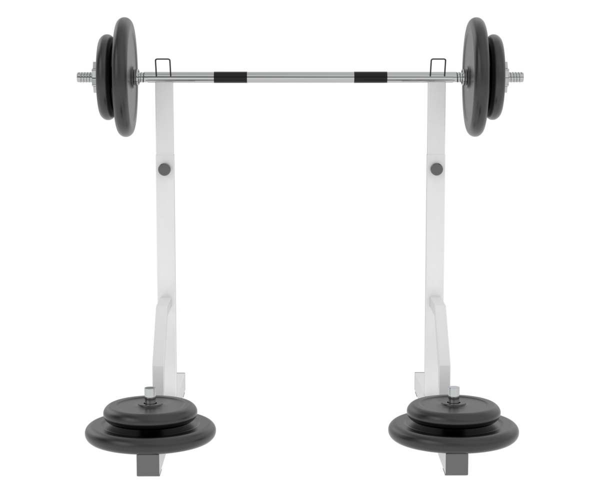 Barbell with weight rack isolated on background. 3d rendering - illustration png