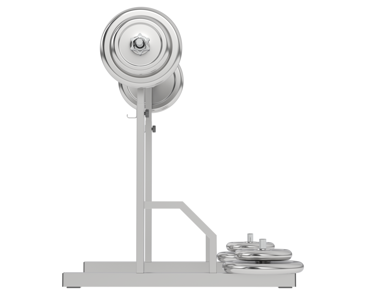 Barbell with weight rack isolated on background. 3d rendering - illustration png