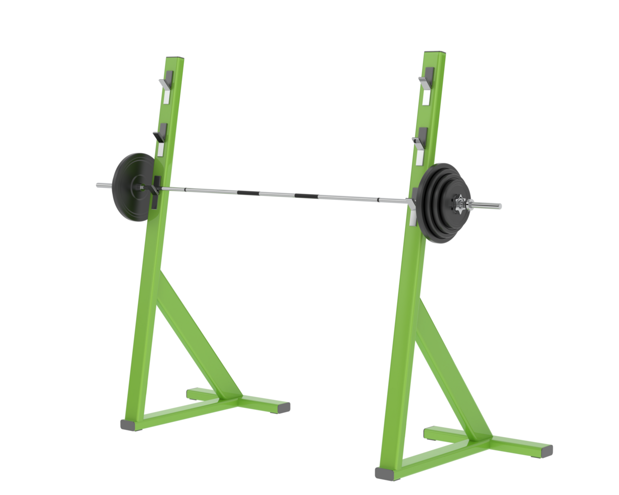 Barbell with weight rack isolated on background. 3d rendering - illustration png