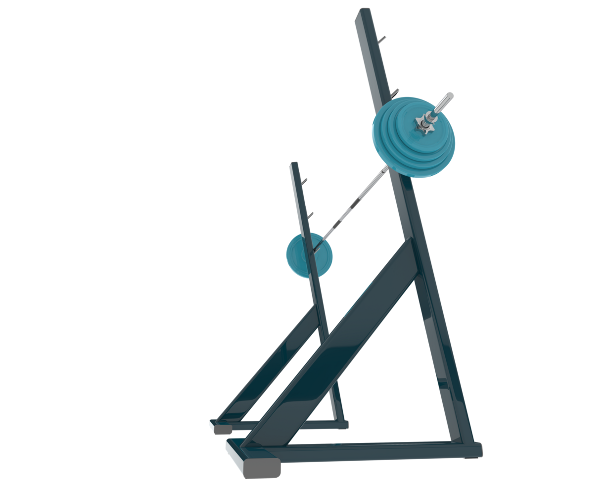 Barbell with weight rack isolated on background. 3d rendering - illustration png