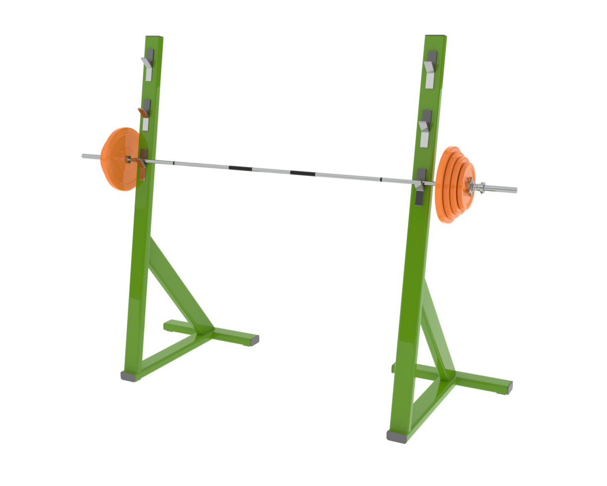 Barbell with weight rack isolated on background. 3d rendering - illustration png