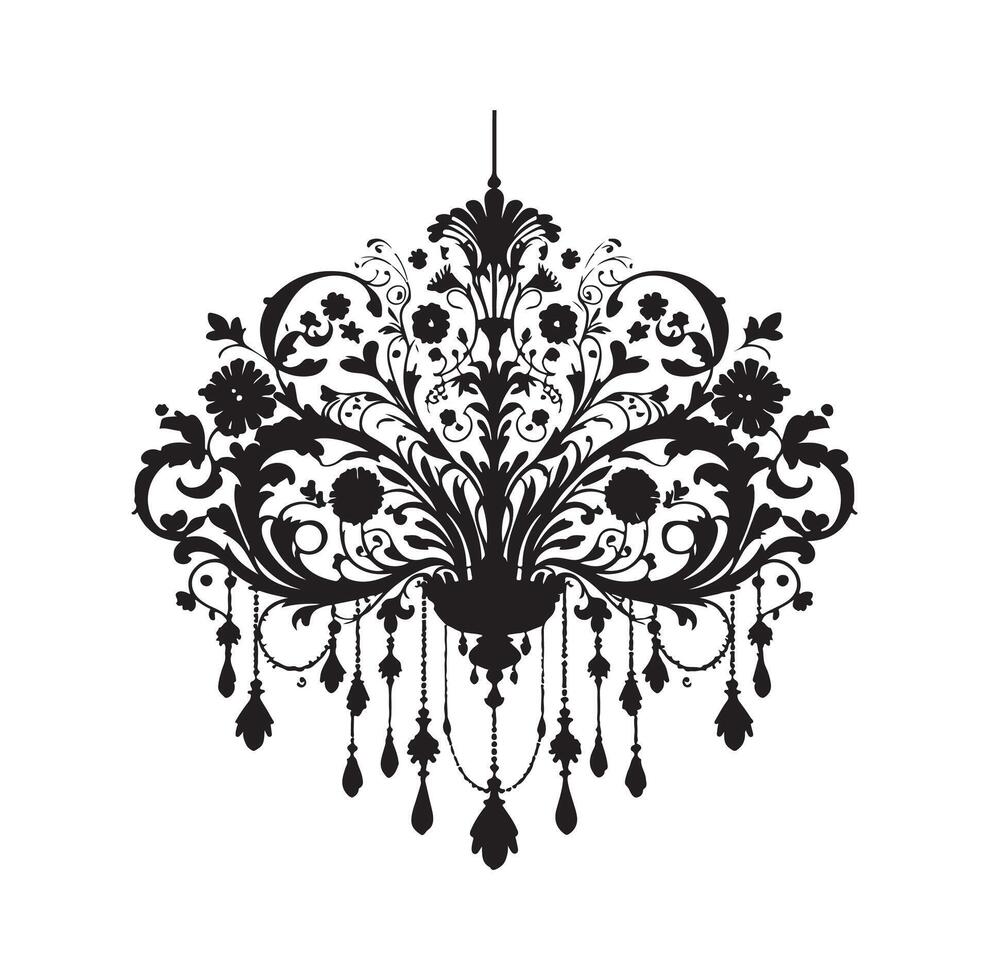 chandelier illustration icon silhouette style vector