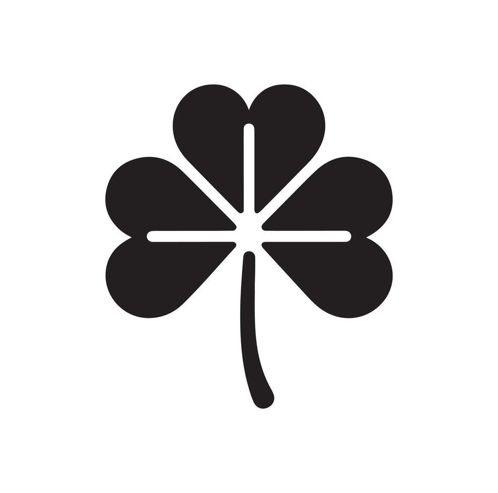 Four-leaf clover icon illustration. Black icon isolated on white background. Clover silhouette. vector