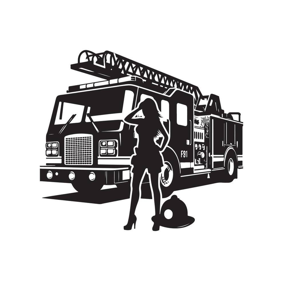 firefighter car illustration icon vector