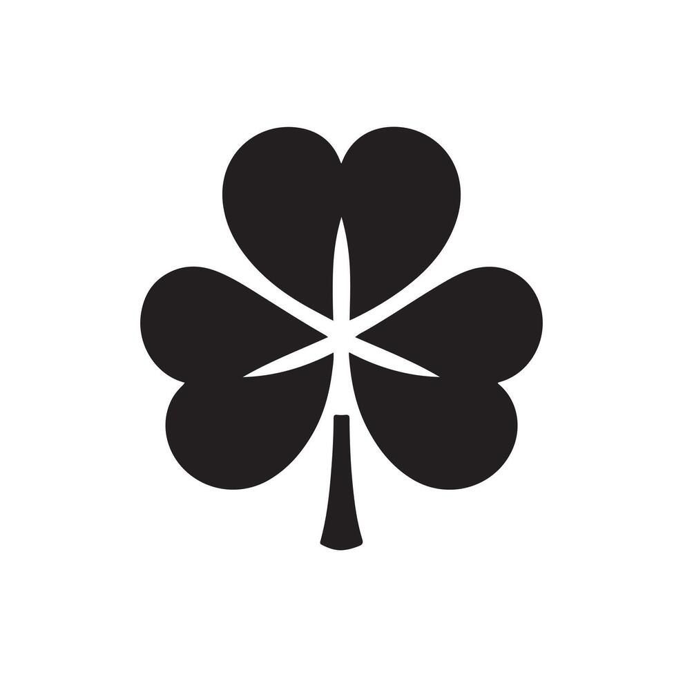 Four-leaf clover icon illustration. Black icon isolated on white background. Clover silhouette. vector