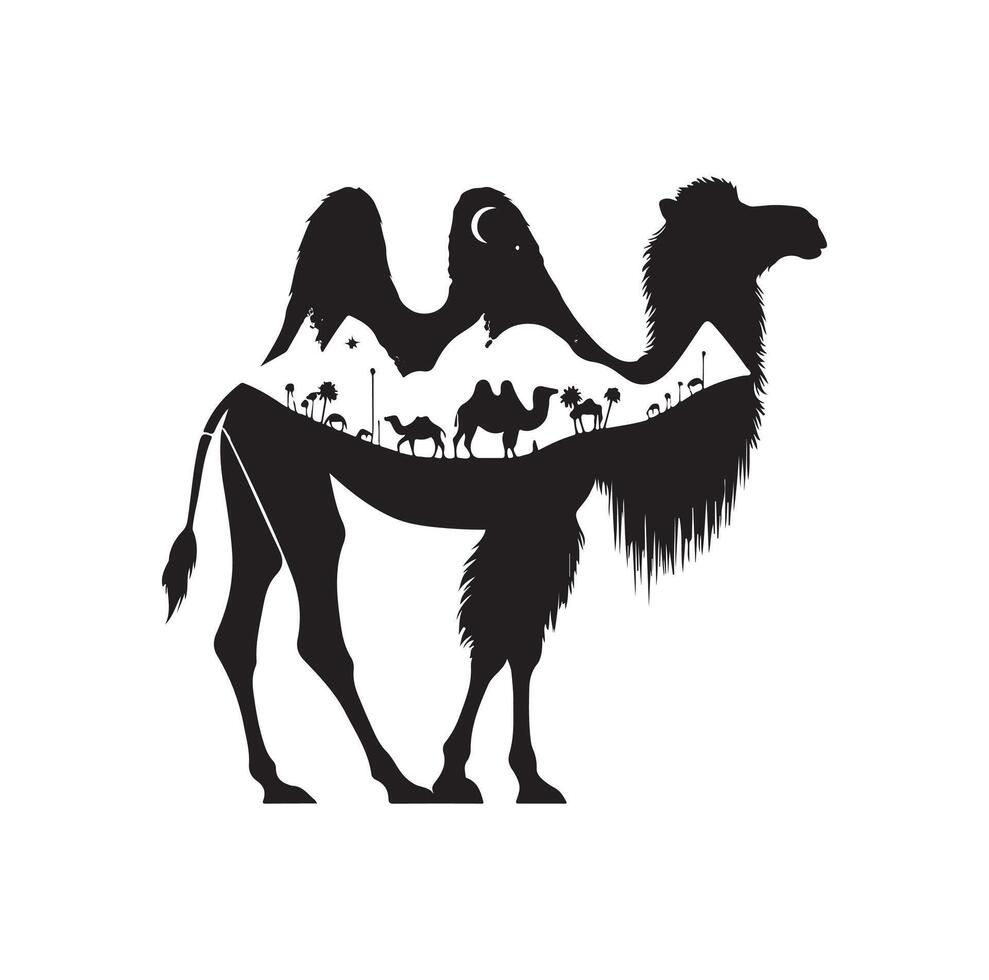 camel silhouettes illustration on white background vector