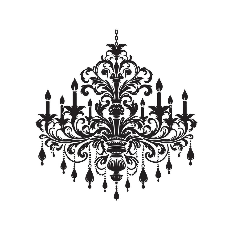 chandelier illustration icon silhouette style vector