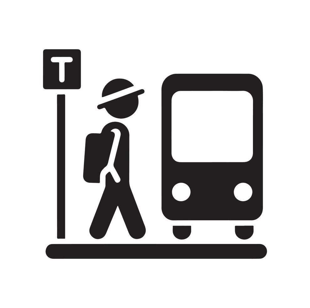 Bus stop icon illustration vector