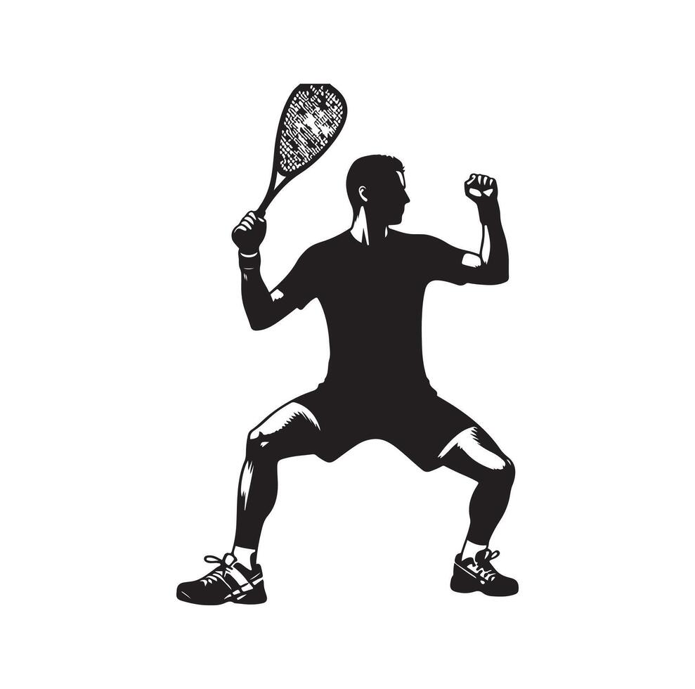 Squash players Silhouette logo illustration vector