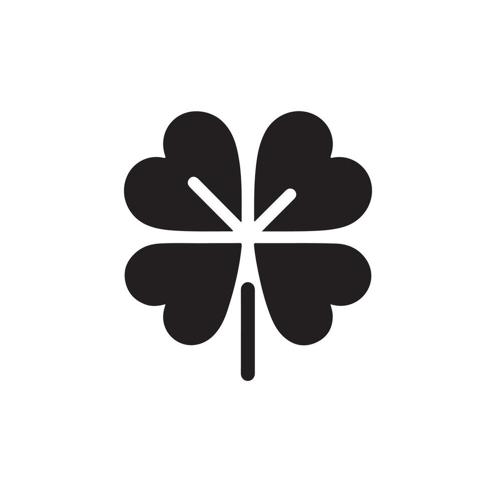 Four-leaf clover icon illustration. Black icon isolated on white background. Clover silhouette. vector