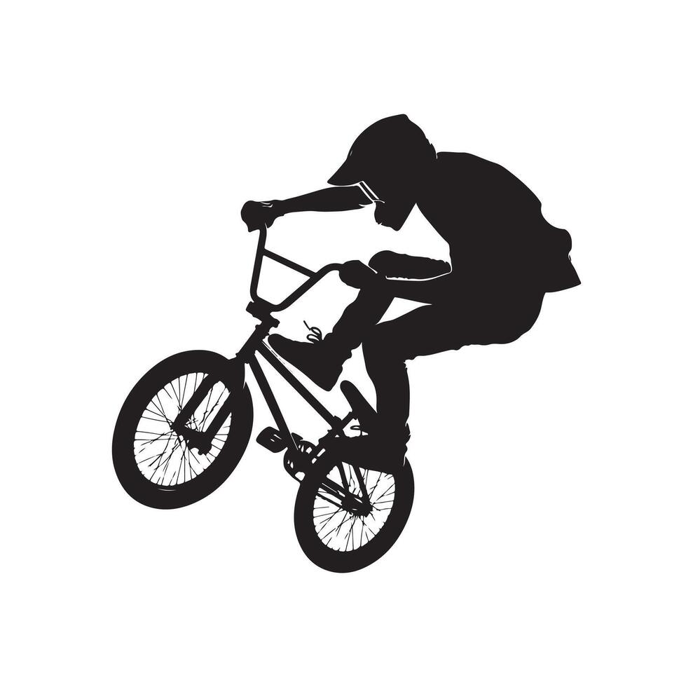 Professional bmx bicycle player silhouette. illustration vector