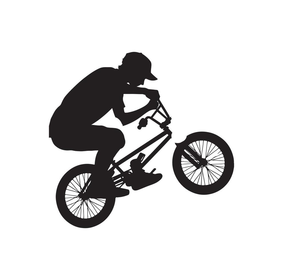 Professional bmx bicycle player silhouette. illustration vector