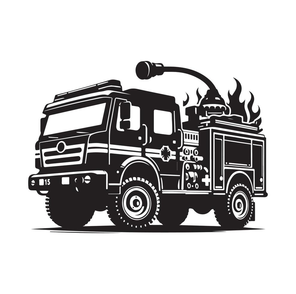 firefighter car illustration icon vector