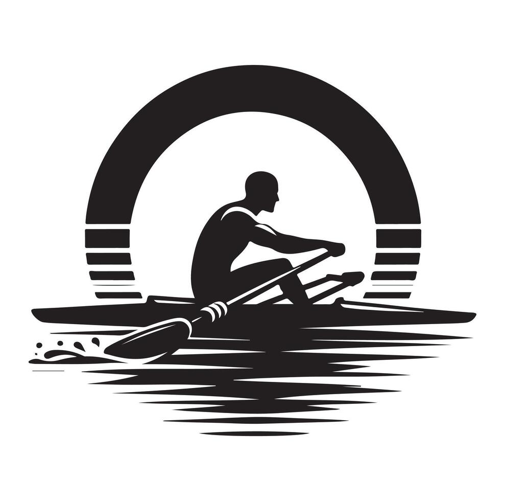 Rowing isolated silhouette illustration vector