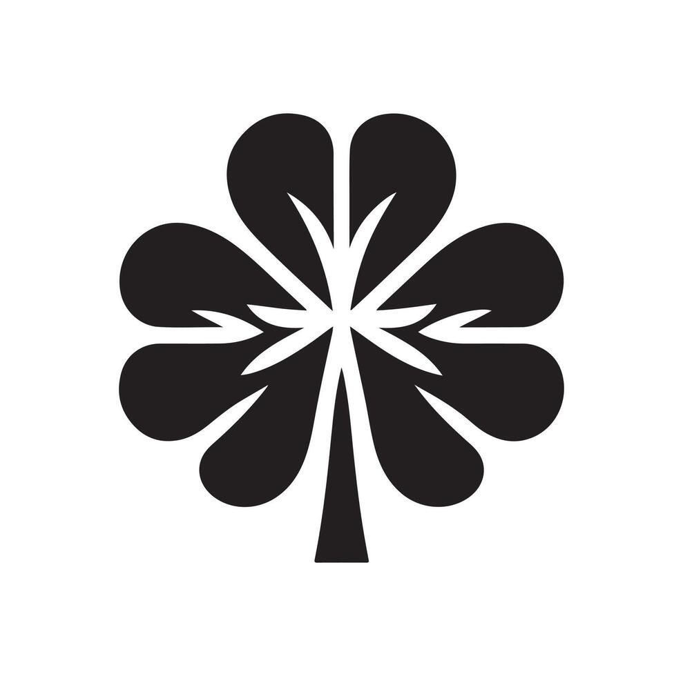 Four-leaf clover icon illustration. Black icon isolated on white background. Clover silhouette. vector