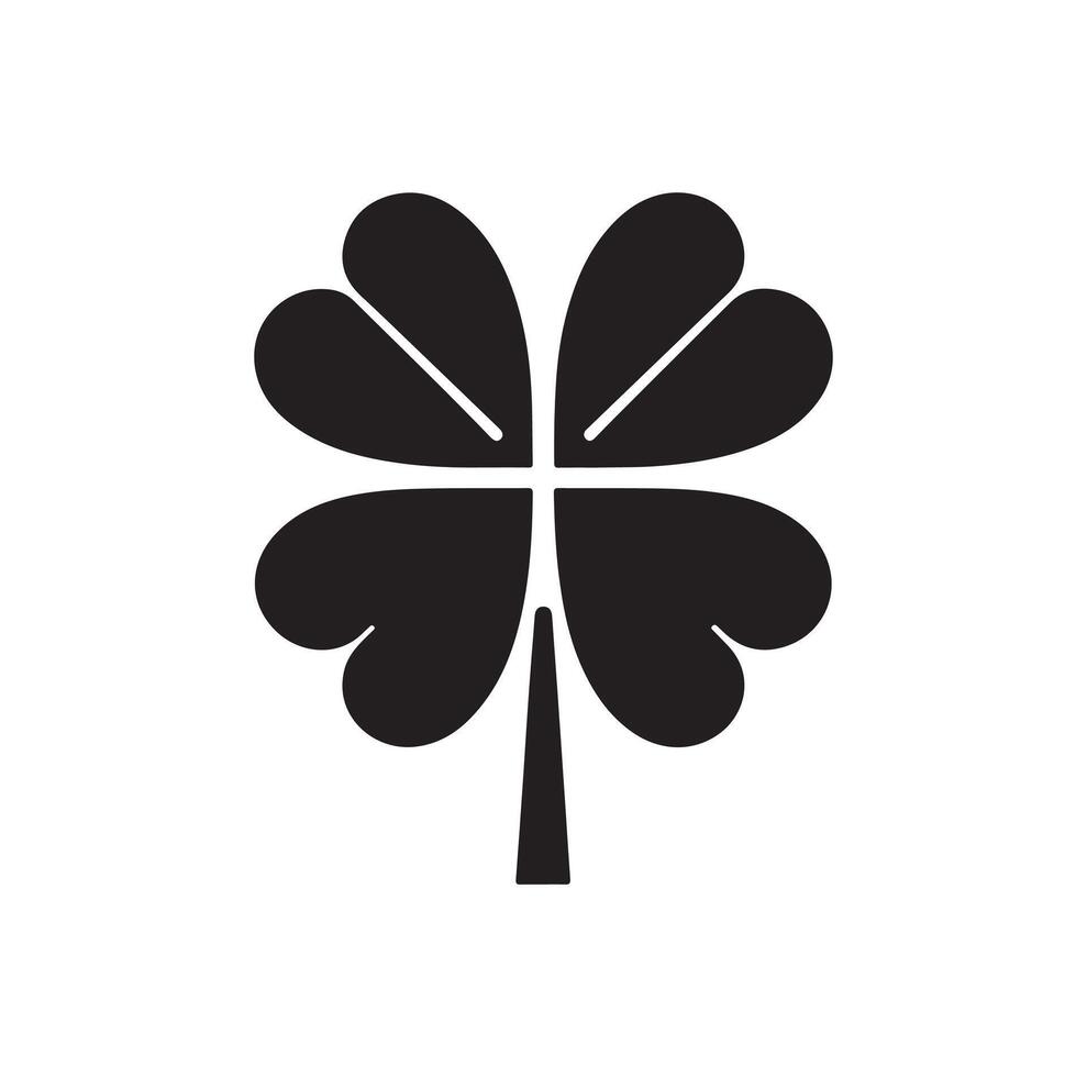 Four-leaf clover icon illustration. Black icon isolated on white background. Clover silhouette. vector