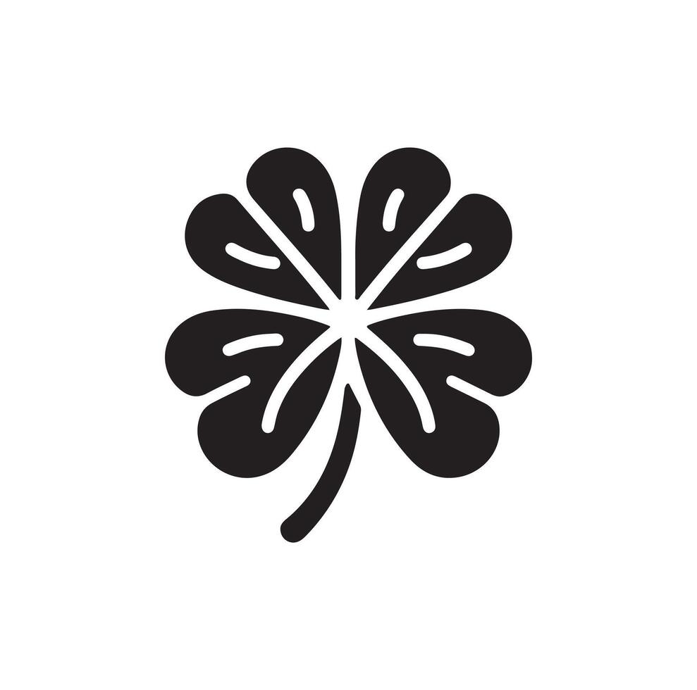 Four-leaf clover icon illustration. Black icon isolated on white background. Clover silhouette. vector