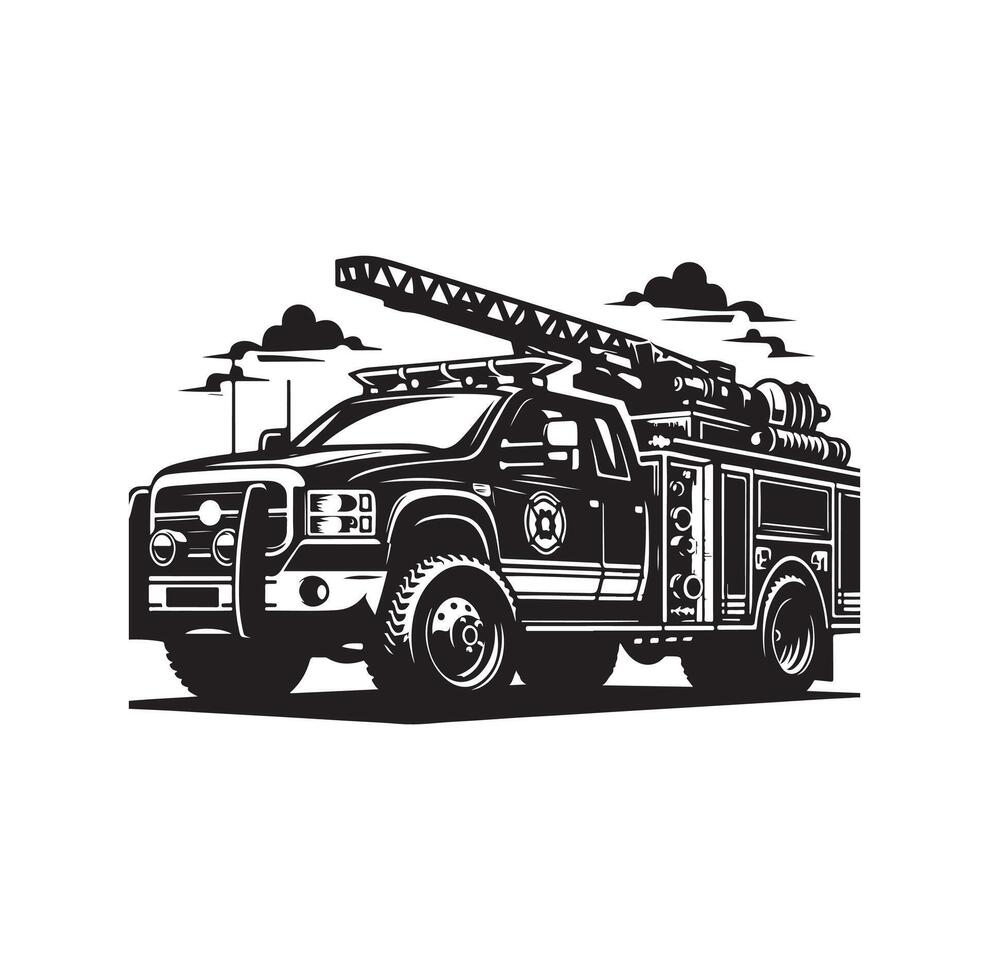firefighter car illustration icon vector