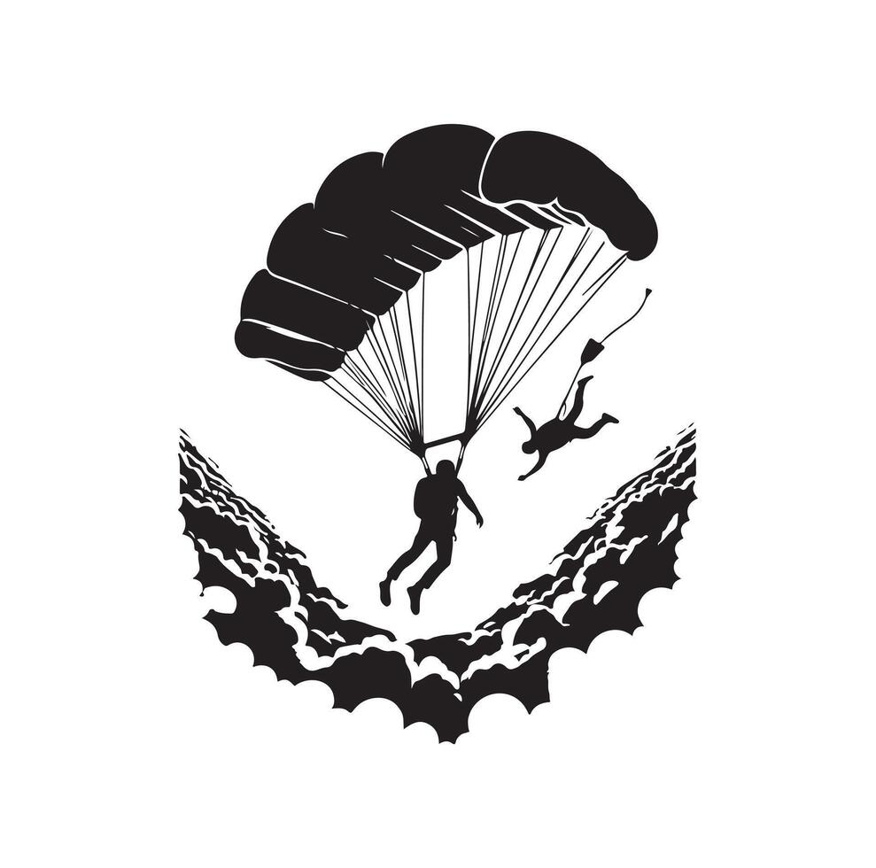 Skydiver silhouette parachuting illustration vector