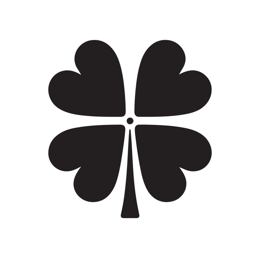 Four-leaf clover icon illustration. Black icon isolated on white background. Clover silhouette. vector