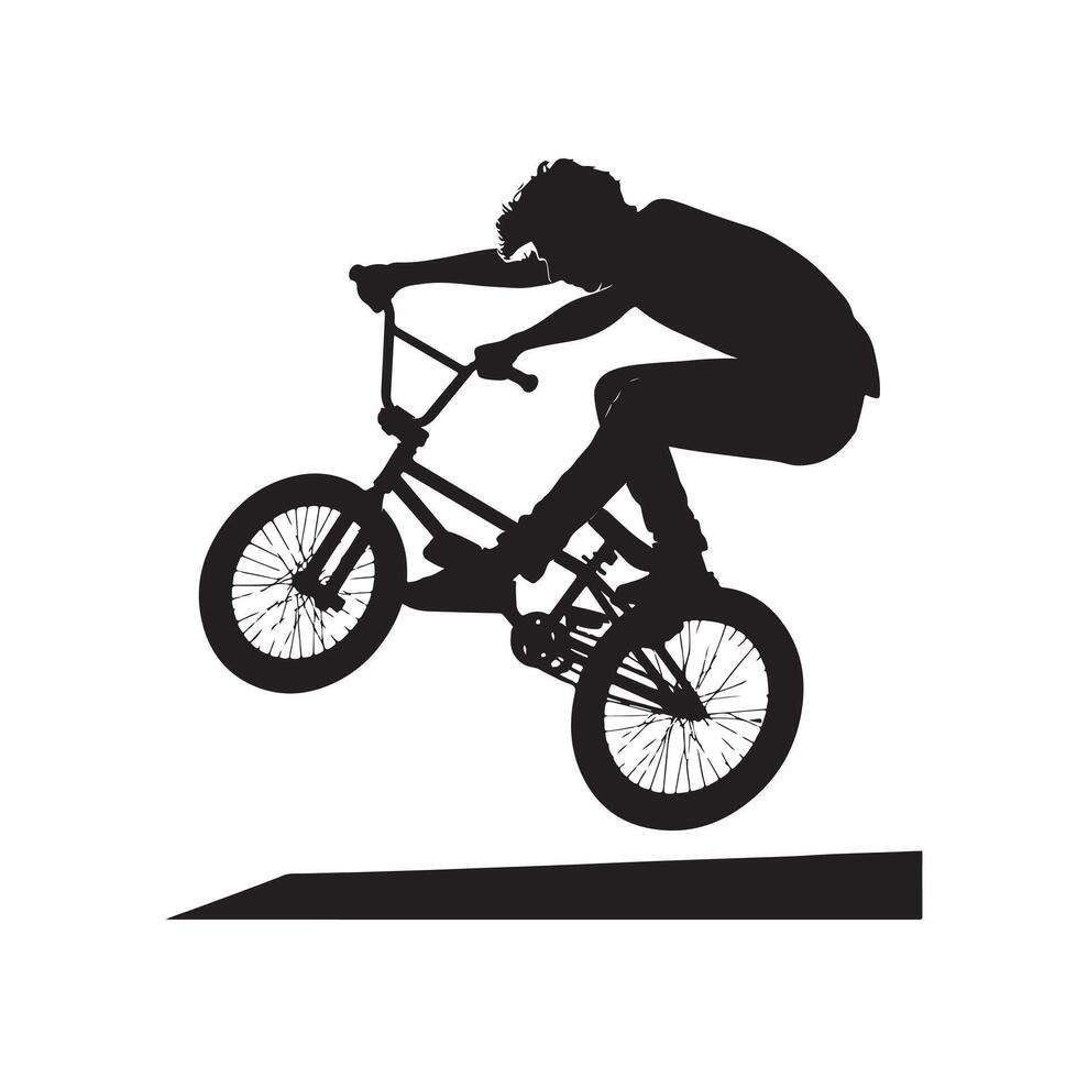 Professional bmx bicycle player silhouette. illustration vector